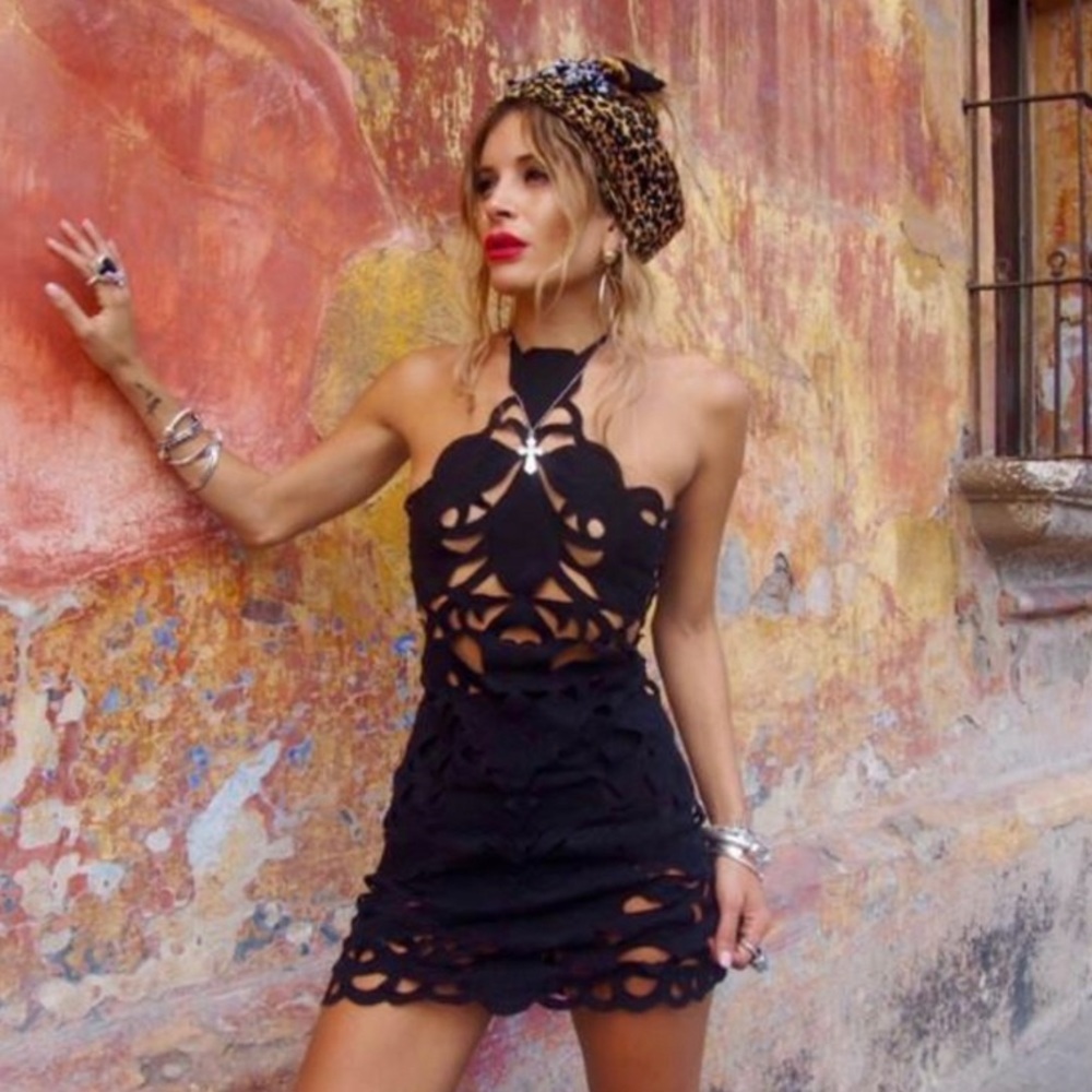 Rat and boa cut out dress